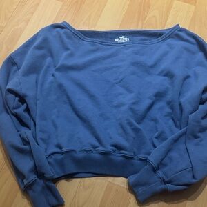 Hollister blue Cropped off the shoulder hoodie size small women’s